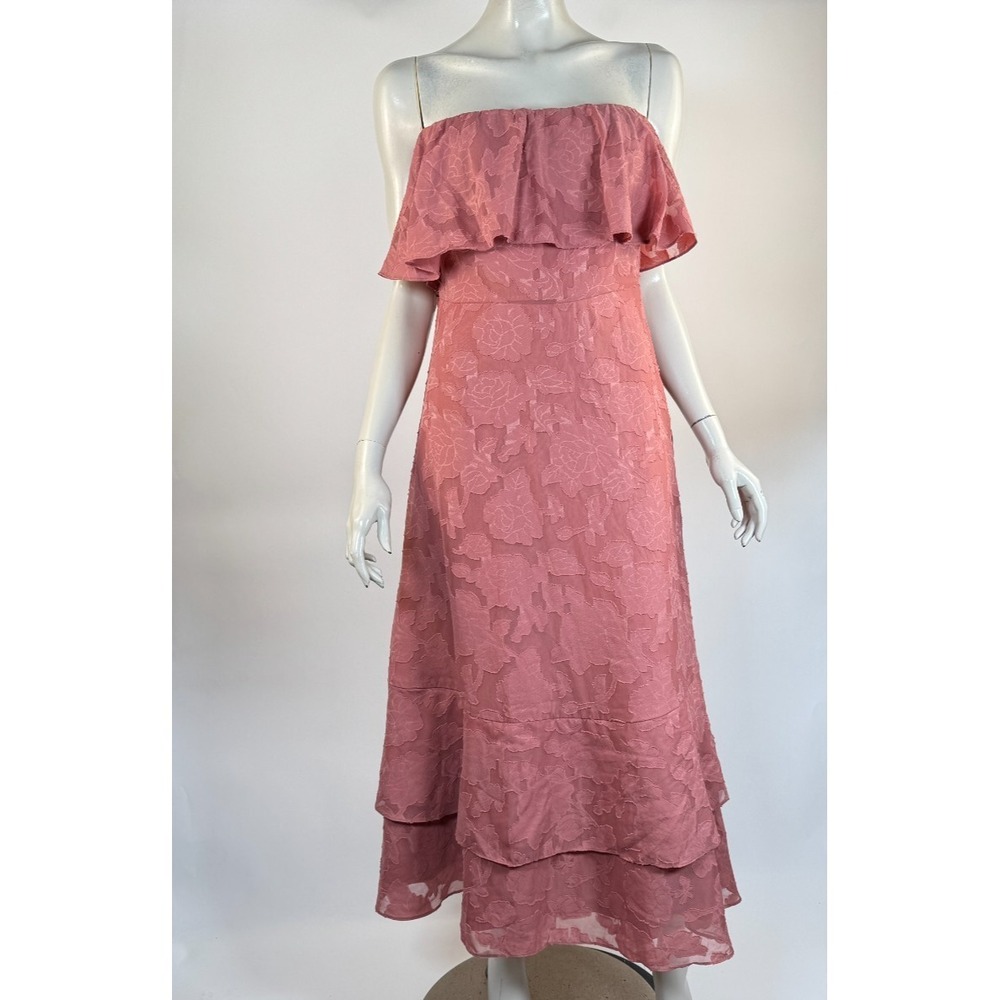 Lulus Love You So Truly Dress‎ Women XL NWT Rusty Rose Burnout Floral Strapless